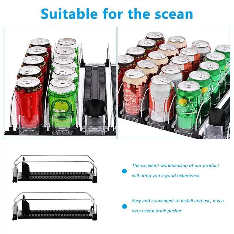 Drink Pusher Shelf Organizer Fridge Glide Rack For Replenishment Automatic Plastic Can Tray Sliding Machine Dispenser Display
