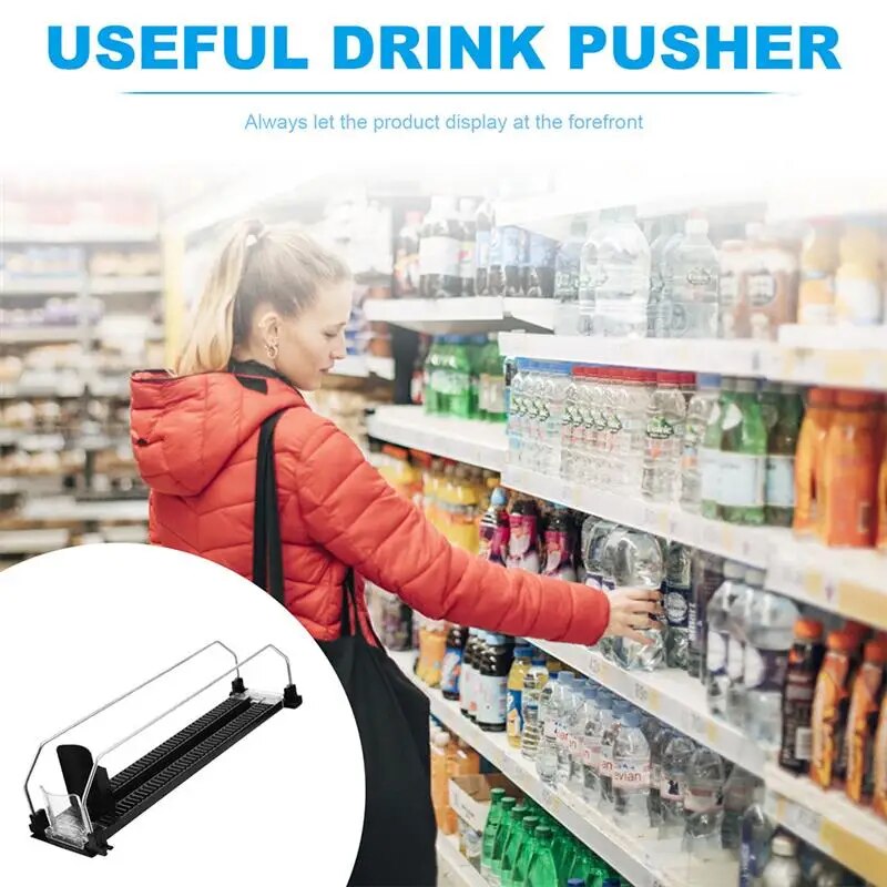 Drink Pusher Shelf Organizer Fridge Glide Rack For Replenishment Automatic Plastic Can Tray Sliding Machine Dispenser Display