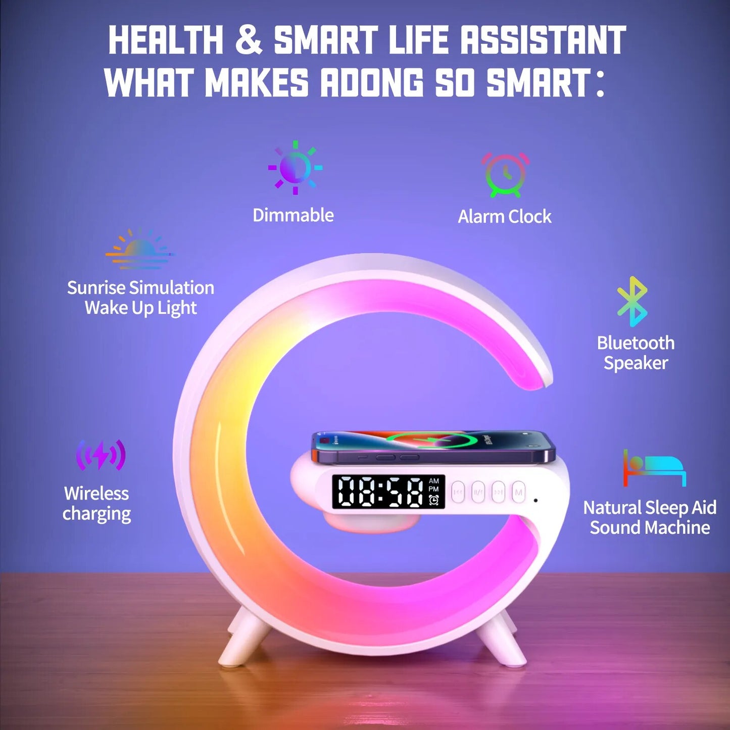 RGB Wireless Charging Alarm Clock