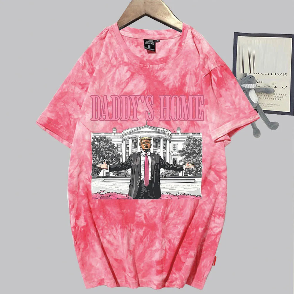 Camisetas Tie Dye Unisex, camisa de manga corta con cuello redondo, regalo MAGA, papá de casa, Trump para presidente, 2024