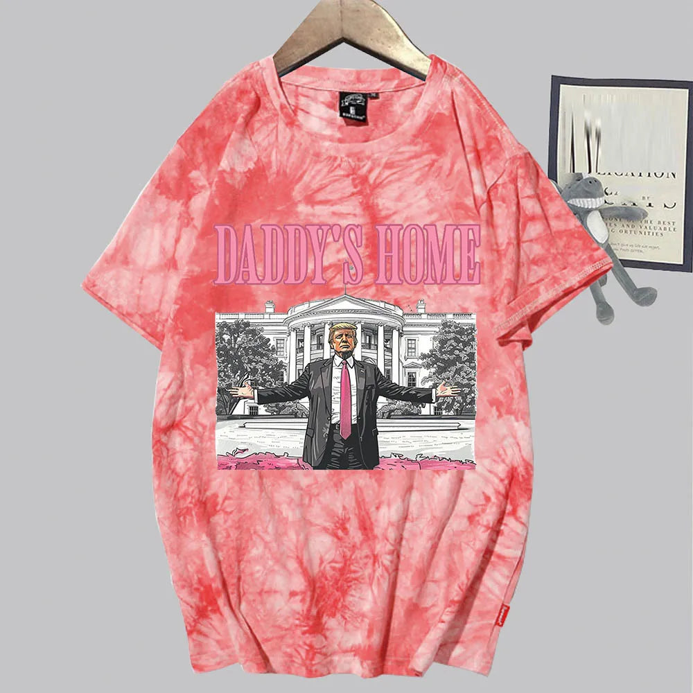 Camisetas Tie Dye Unisex, camisa de manga corta con cuello redondo, regalo MAGA, papá de casa, Trump para presidente, 2024