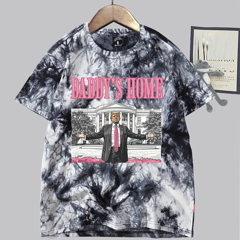 Camisetas Tie Dye Unisex, camisa de manga corta con cuello redondo, regalo MAGA, papá de casa, Trump para presidente, 2024